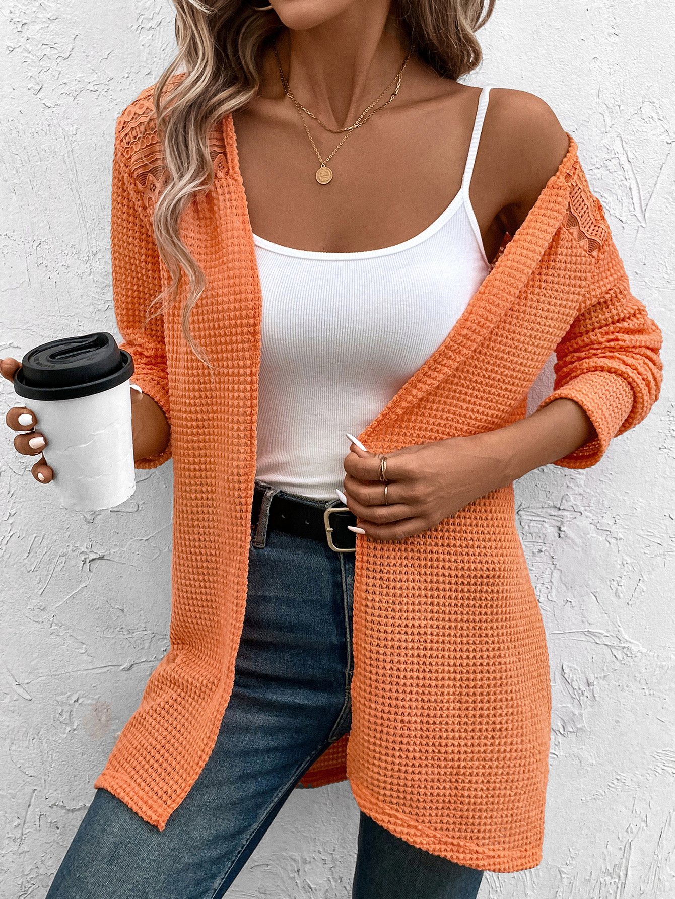 Jersey Others Lace Casual Kimono