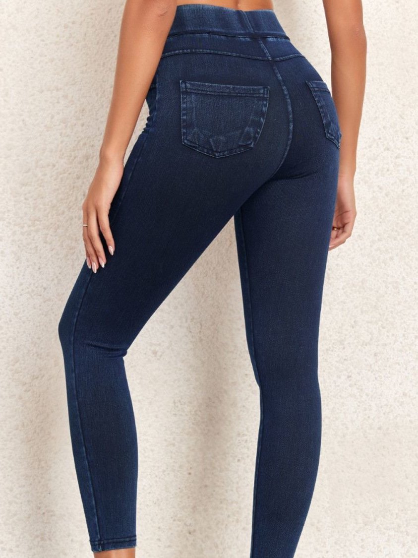 Denim Tight Plain Casual Leggings