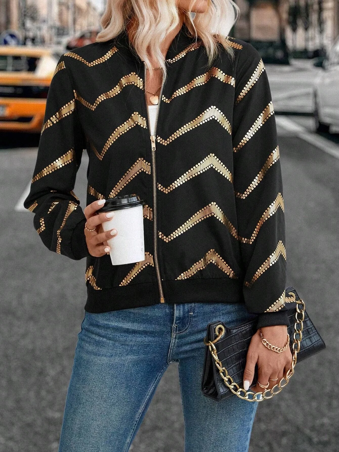Others Geometric Casual Loose Jacket