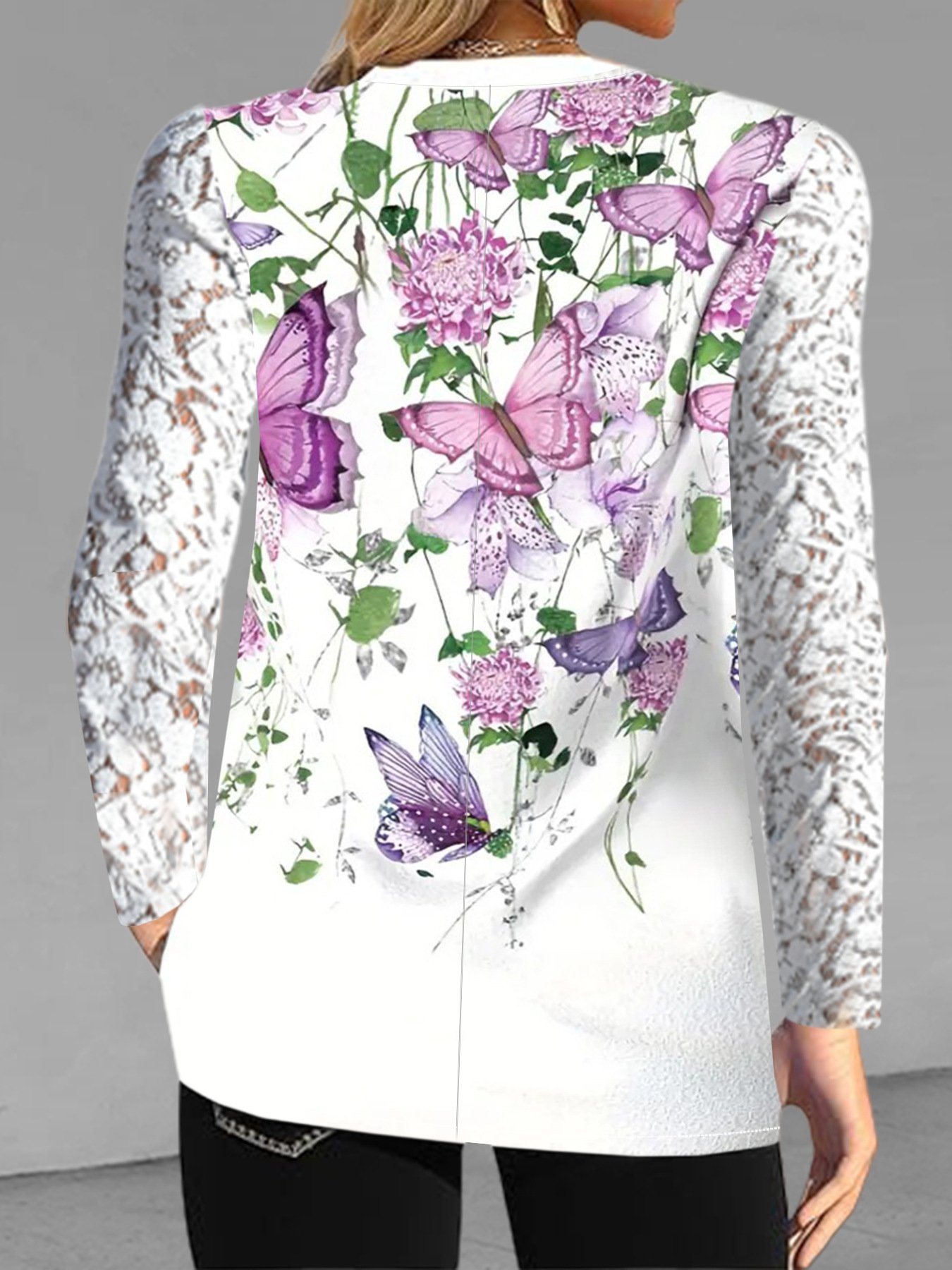 Casual V Neck Lace Blouse