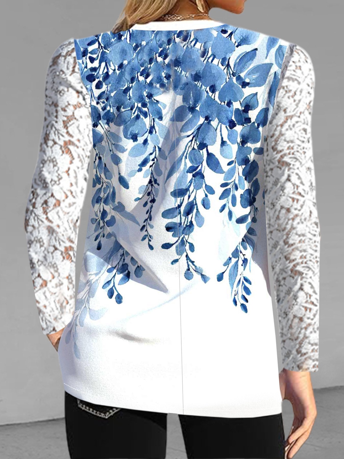 Casual V Neck Lace Blouse