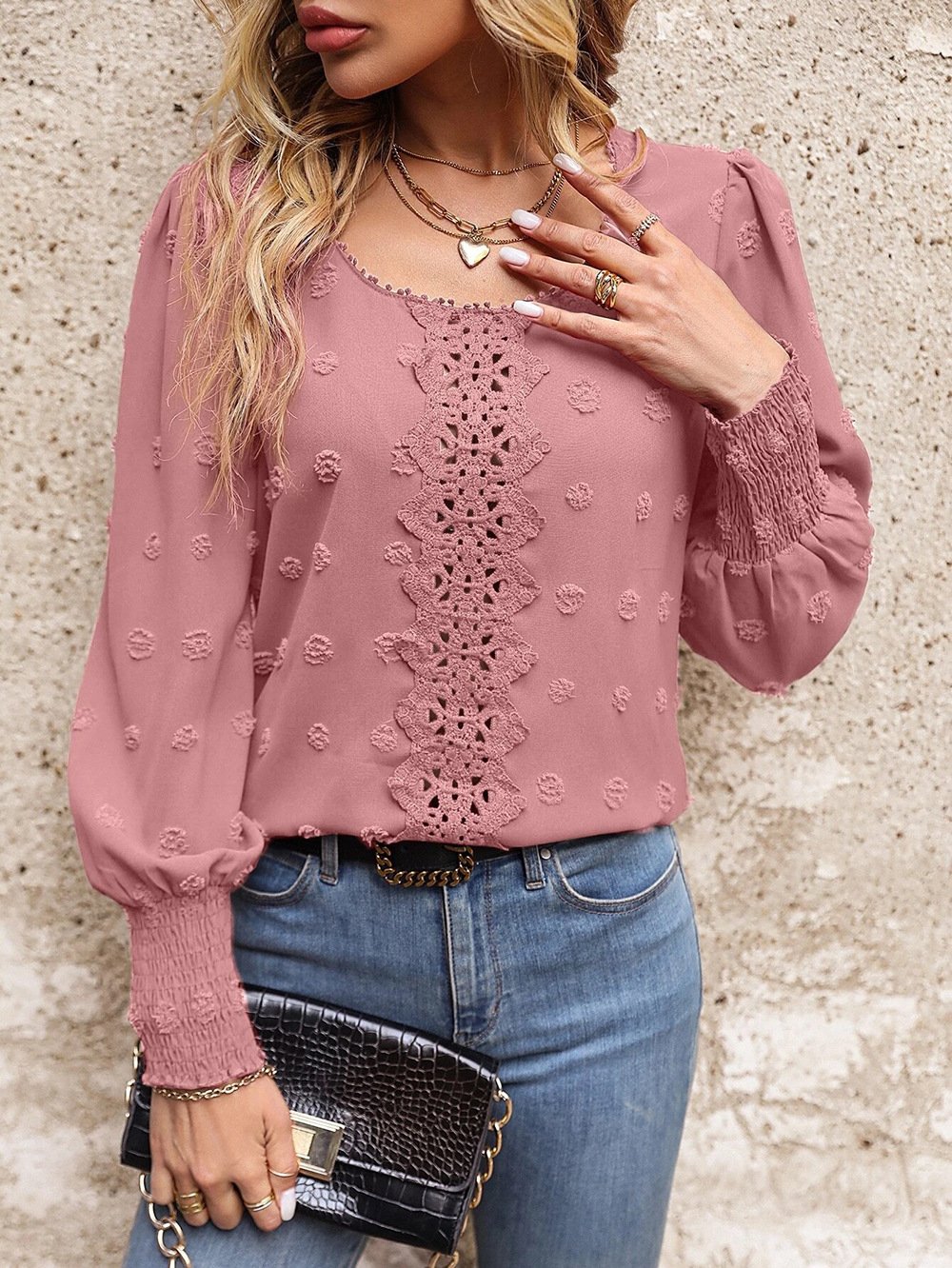 Casual Crew Neck Loose Blouse