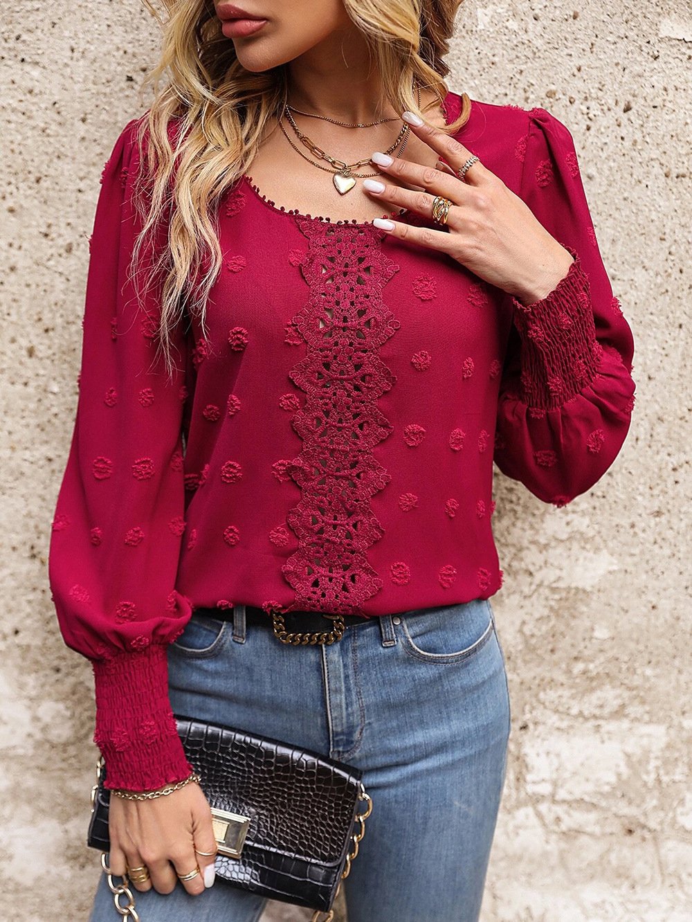Casual Crew Neck Loose Blouse