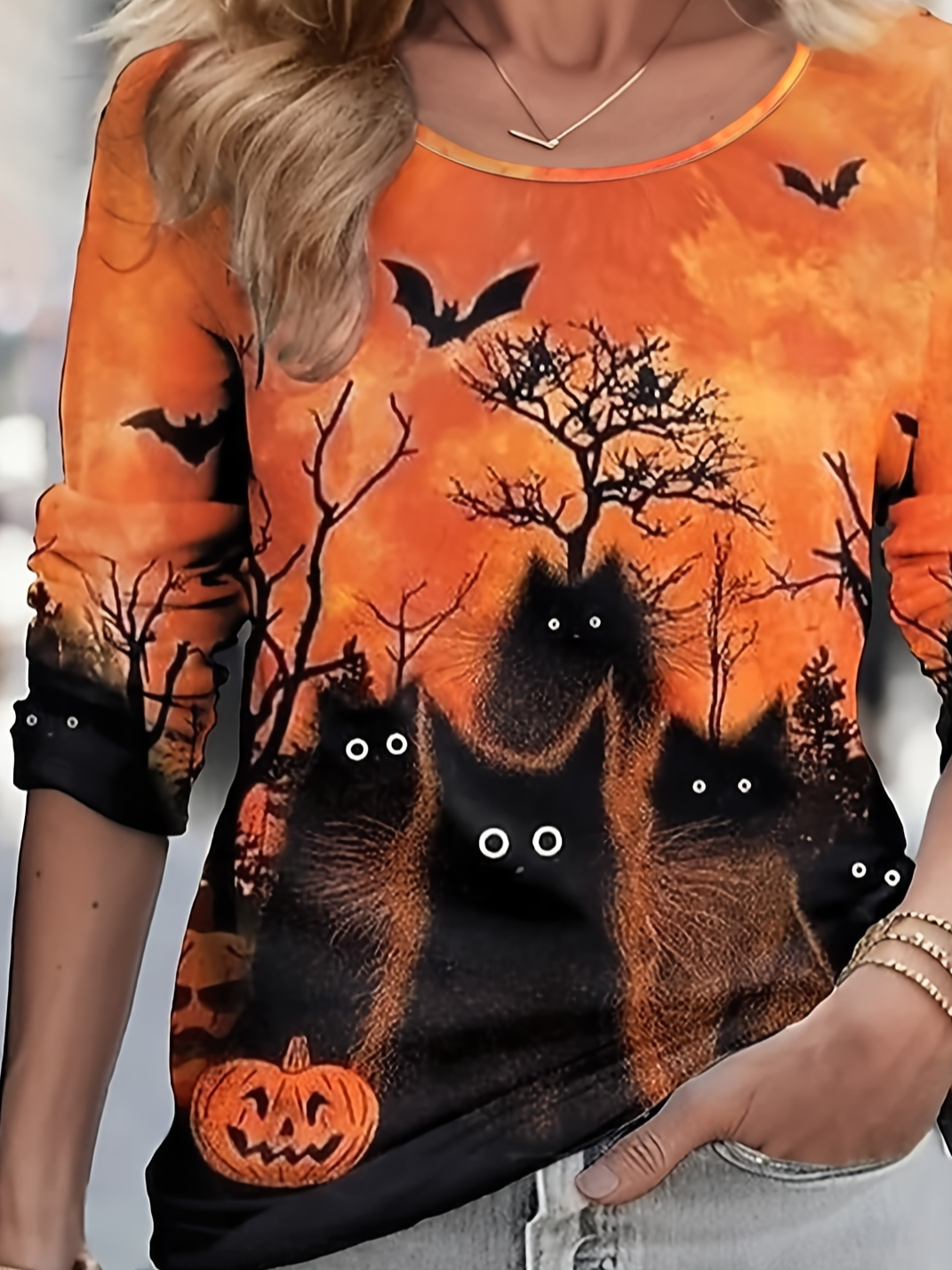 Casual Crew Neck T-Shirt Halloween