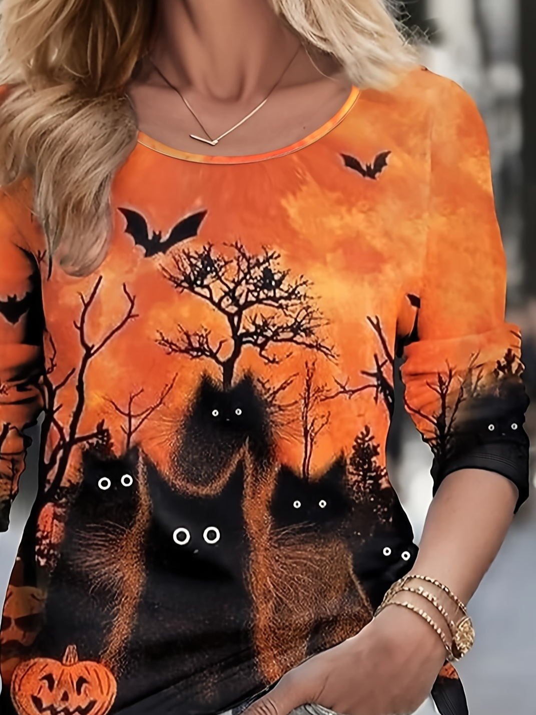 Casual Crew Neck T-Shirt Halloween