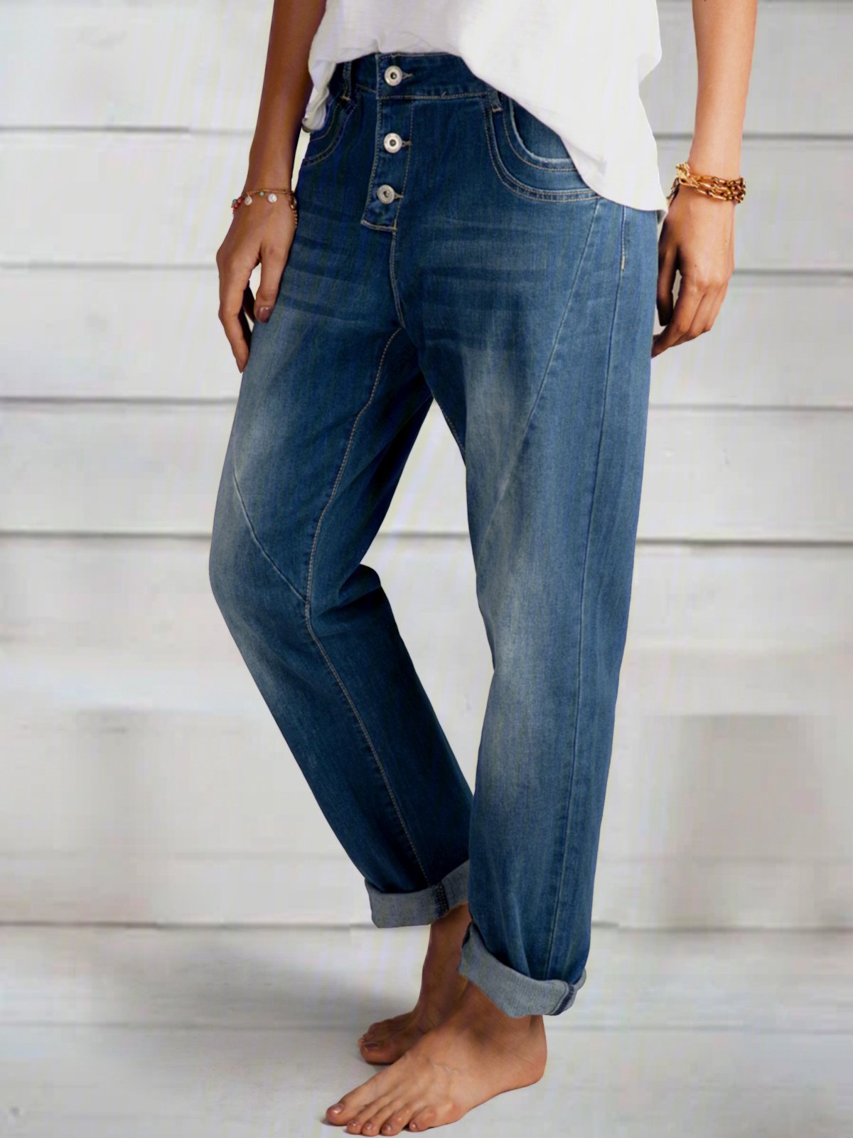 Regular Fit Cotton Blends Casual Denim&jeans