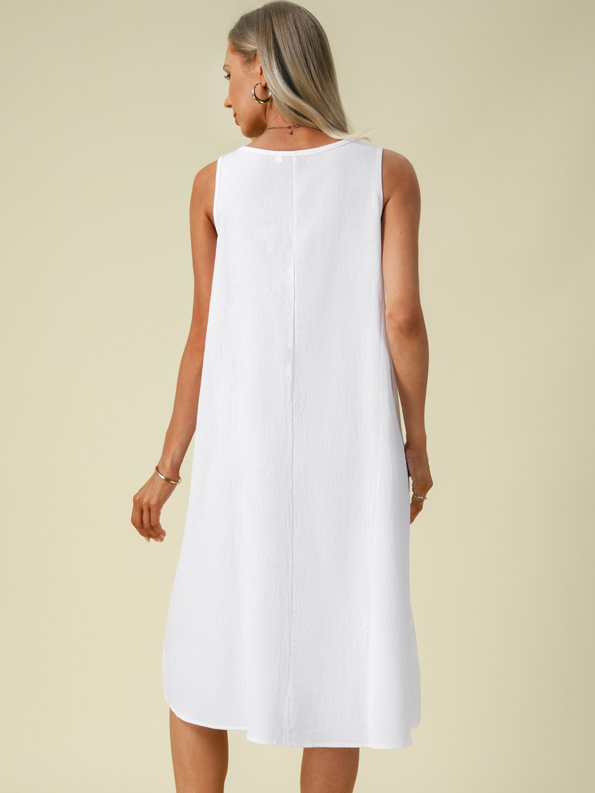 Casual Round Neck Plain Midi