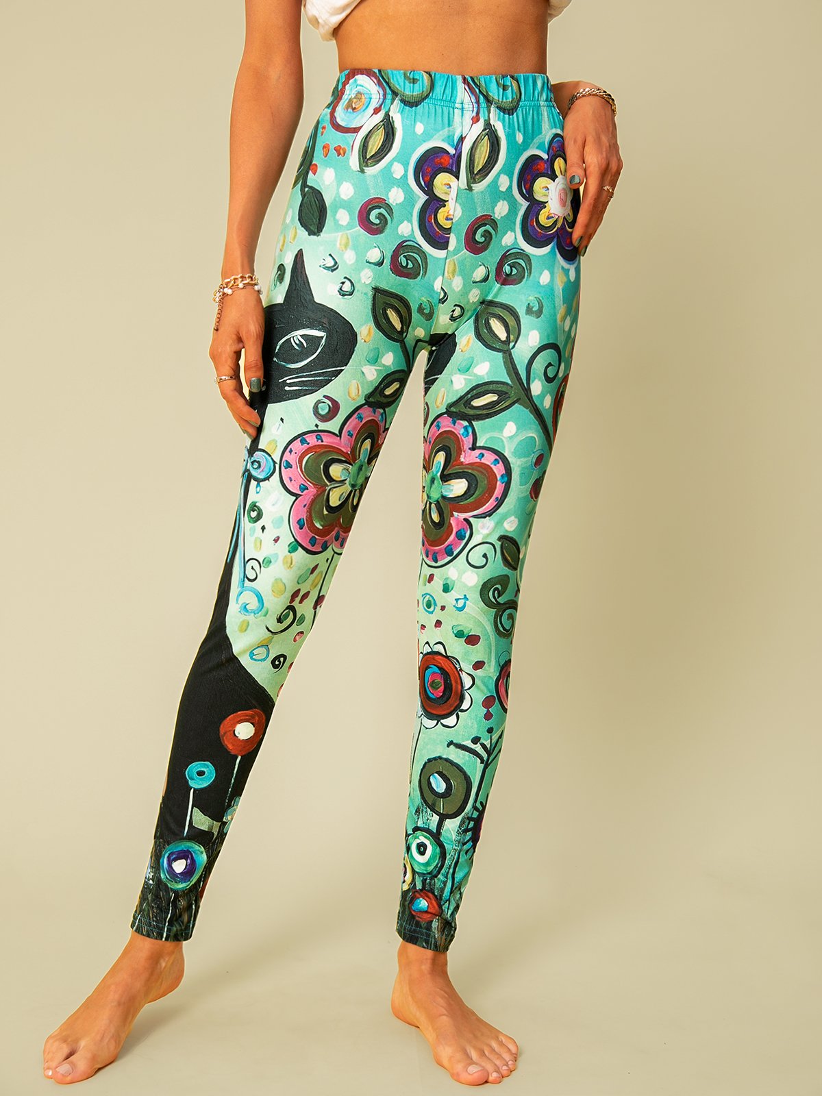 Animal Regular Fit Cotton Blends Leggings