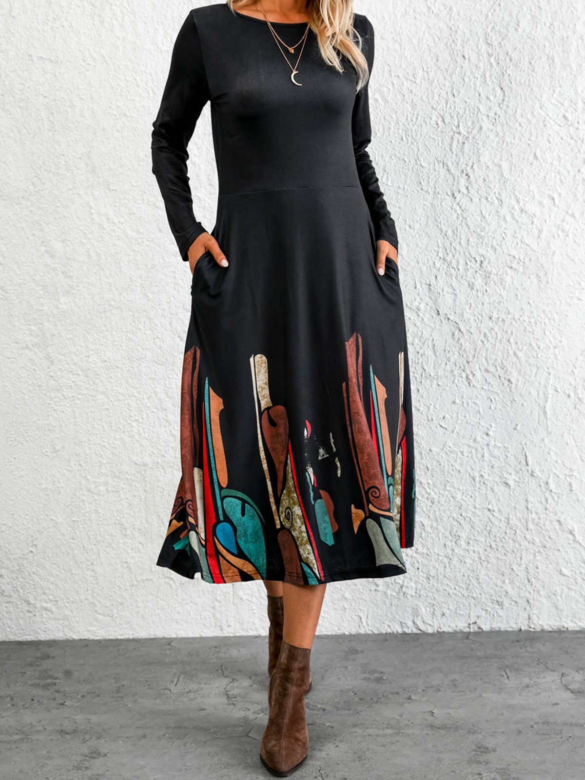 Casual Regular Fit Abstract Maxi