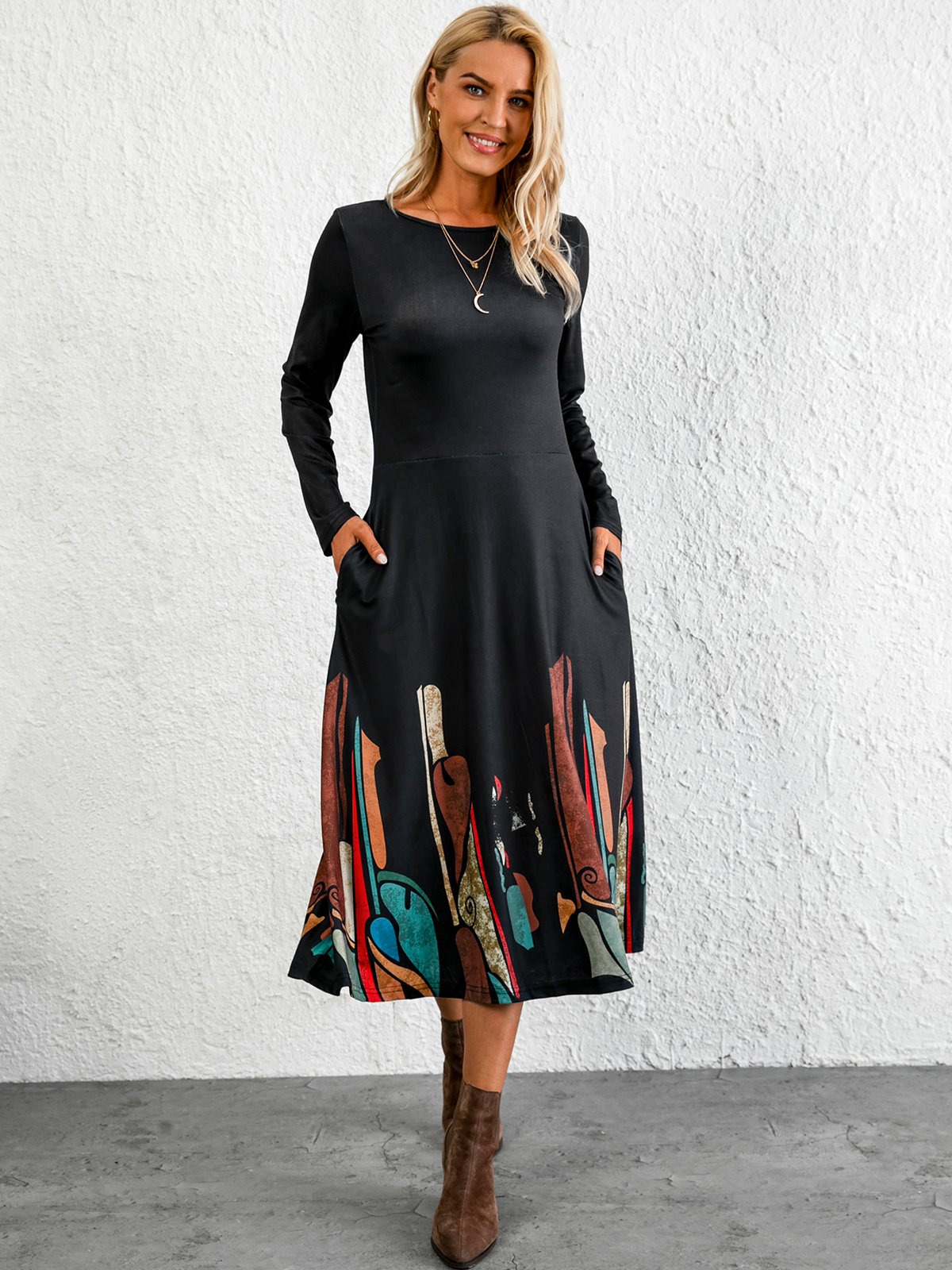 Casual Regular Fit Abstract Maxi