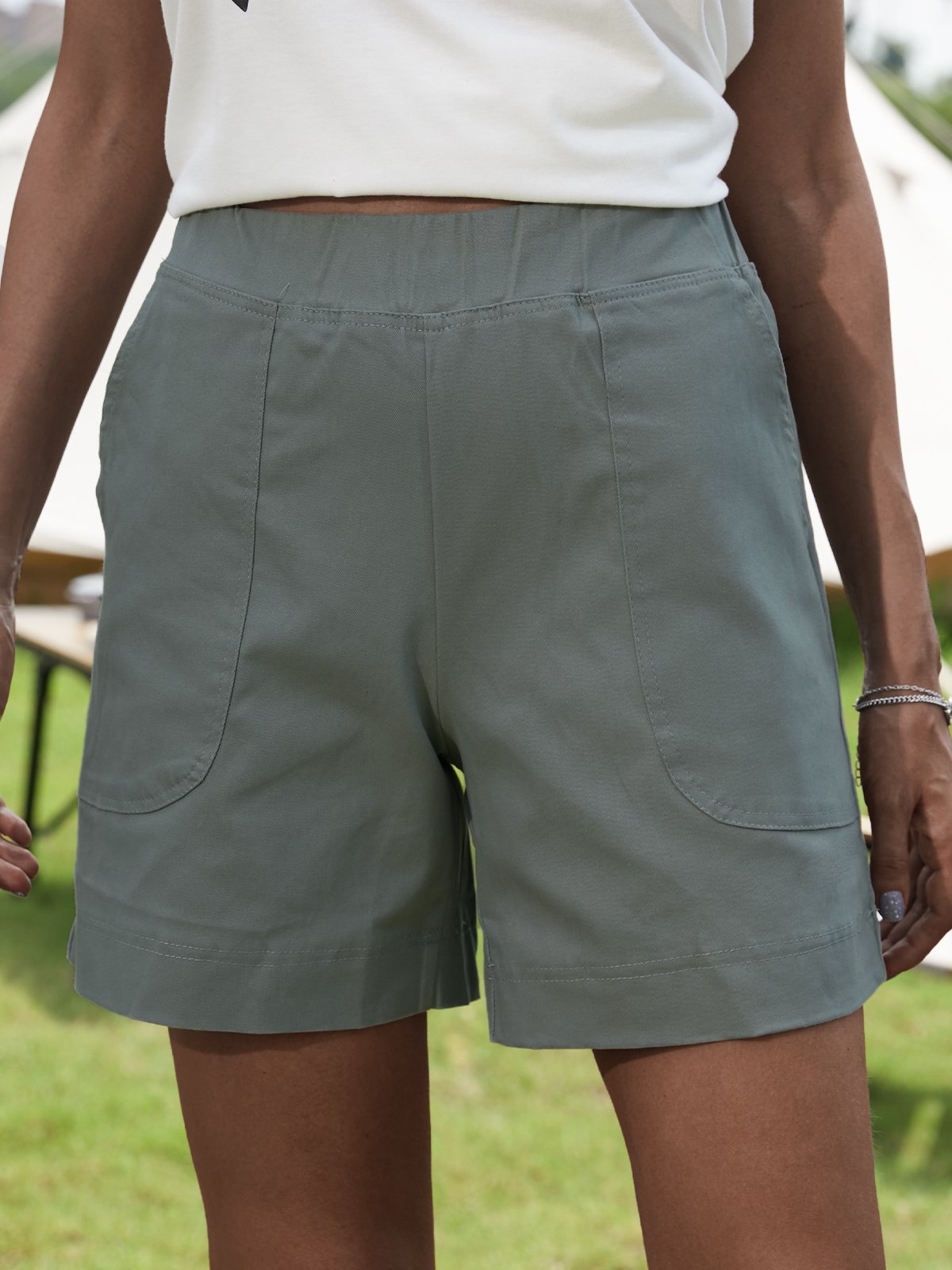 Loosen Solid Casual Shorts