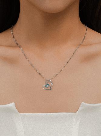 Elegant Love Rhinestone Opal Alloy Necklace