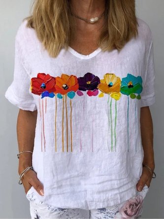 Floral Loosen Cotton Top