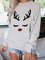 White Abstract Long Sleeve Crew Neck Sweatshirt