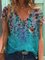 Polyester Cotton Animal Short Sleeve Statement Shirts & Tops