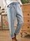 Grey-Blue Solid Casual Pants