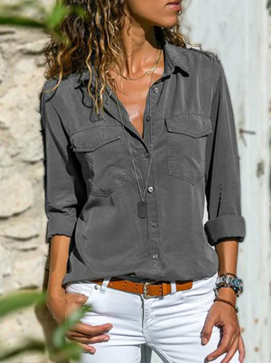 Loosen Casual Shirt Collar Blouses
