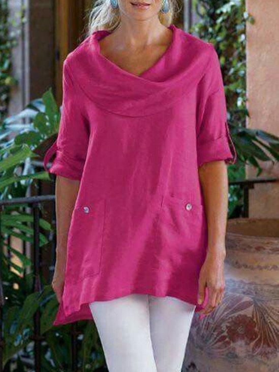 Pockets Casual Solid Causal Top