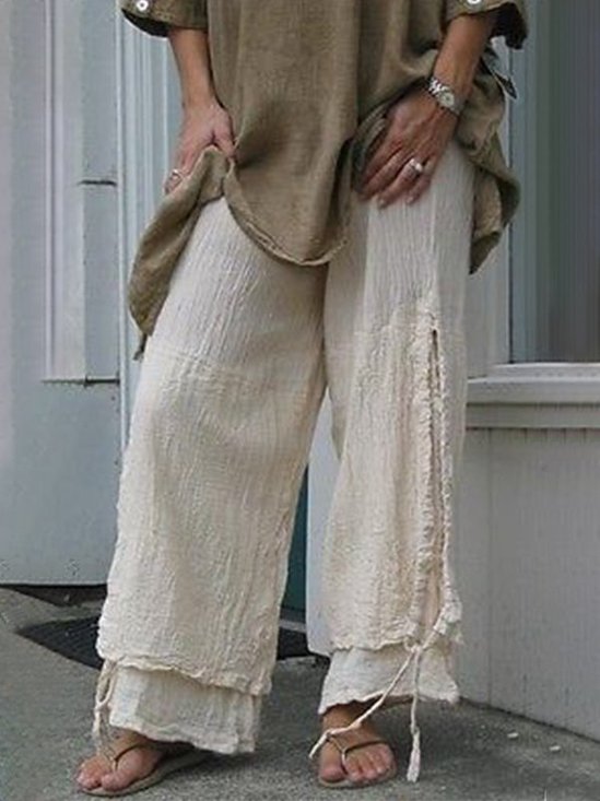 Casual Linen Solid Pants