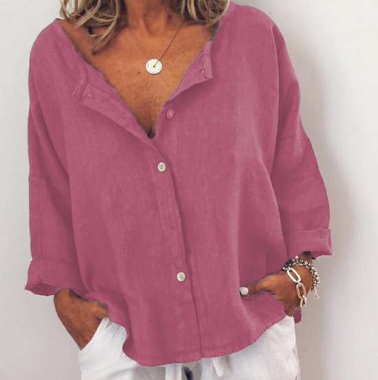 Solid Cotton Blends Blouses