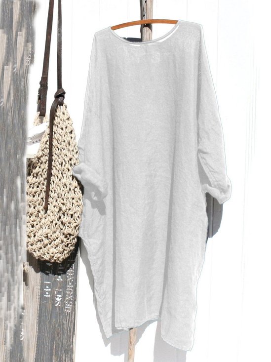 Casual Linen Solid Causal Knitting Dress