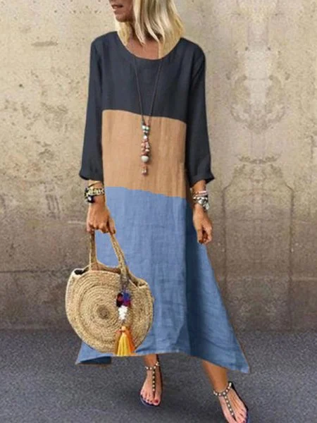 Loosen Casual Linen Maxi Knitting Dress