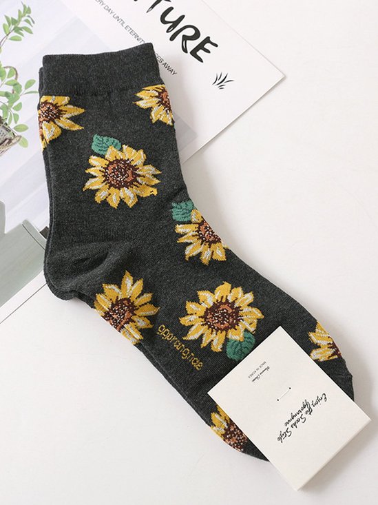 Floral Casual Knitted Socks & Tights