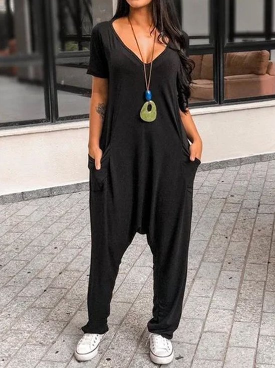 Simple V Neck Jumpsuits&rompers