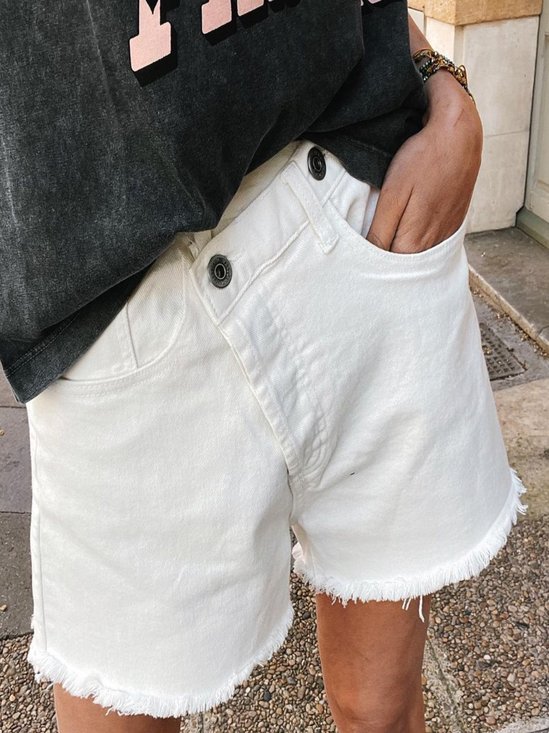Plain Casual Pockets Shorts