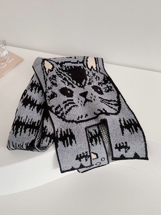 Cat Knitted Scarf