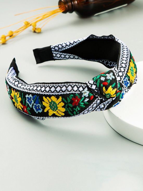 Retro Ethnic Embroidery Flower Hair Hoop