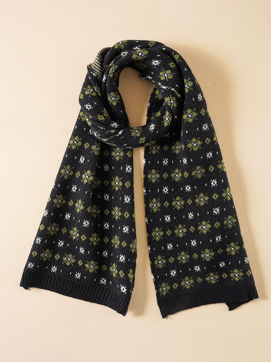 Simple Floral Acrylic Warm Scarf