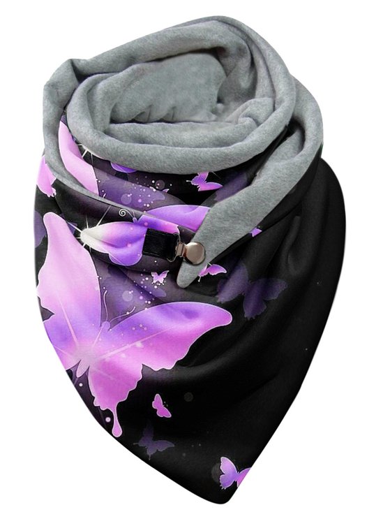 Vintage Butterfly Print Warm Triangle Scarf