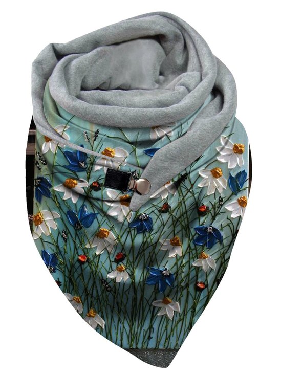 Vintage Flower Print Warm Triangle Scarf