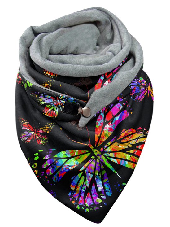 Simple Butterfly Print Warm Triangle Scarf