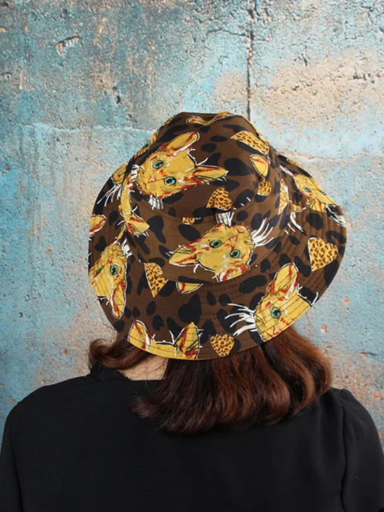 Cotton Cat Print Bucket Hat