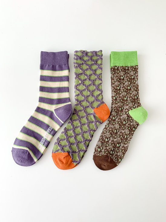 3 Pairs Of Literary Retro Court Style Socks