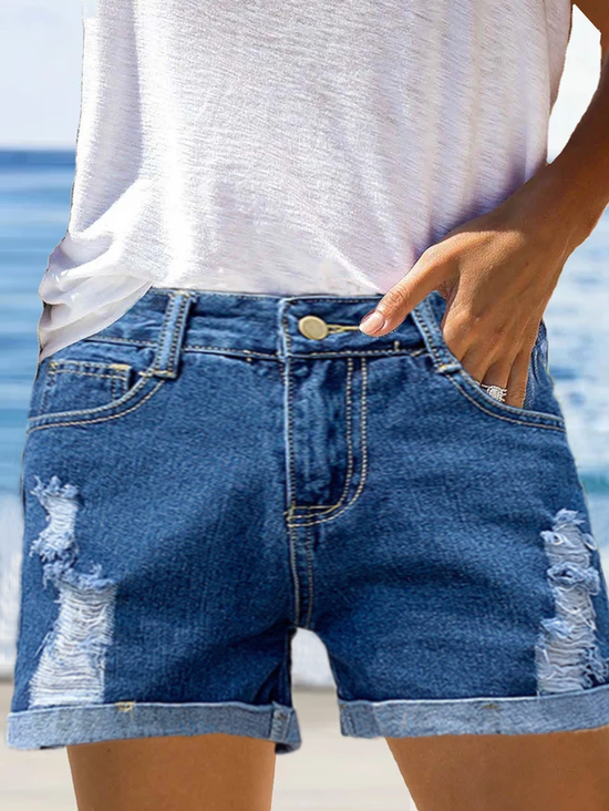 Denim Plain Loose Denim&jeans