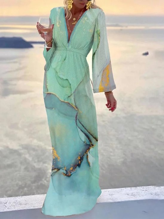 Boho Landscape Print Loosen Maxi