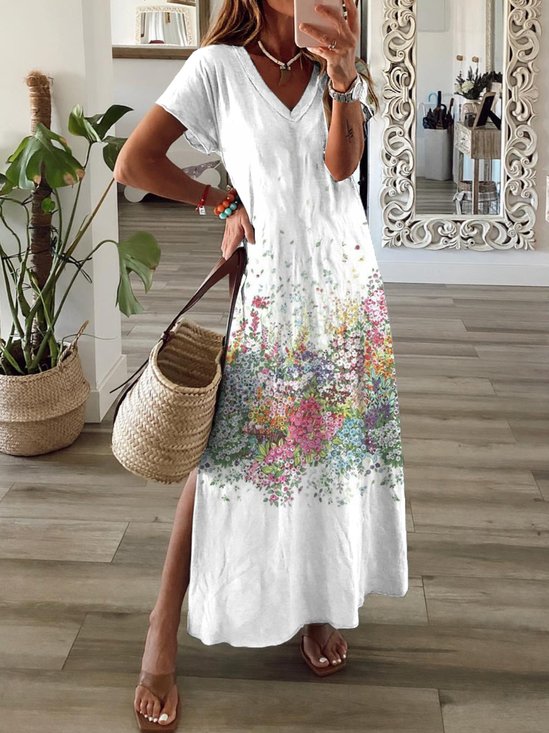 Loosen Casual V Neck Maxi