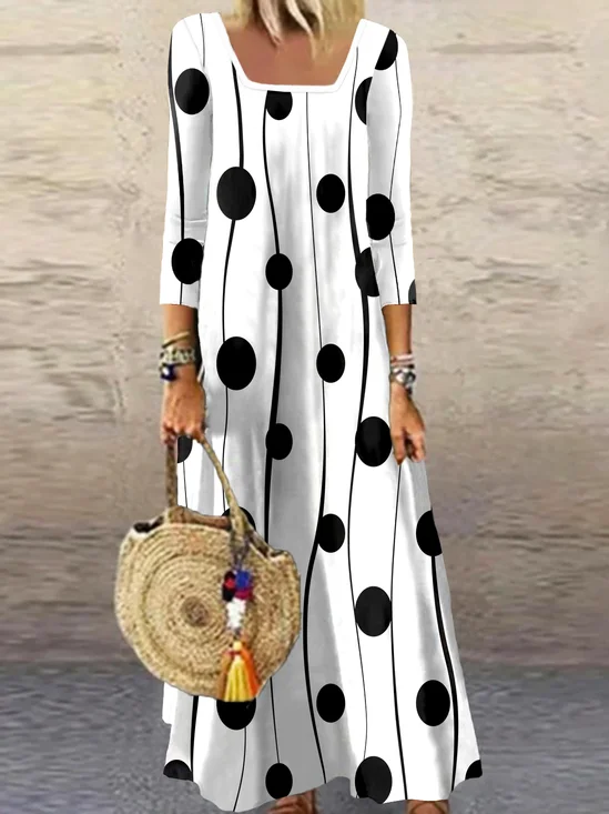 Casual Square Neck Loose Maxi
