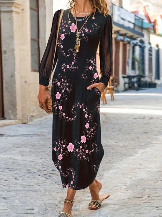 Casual Jersey Floral Maxi