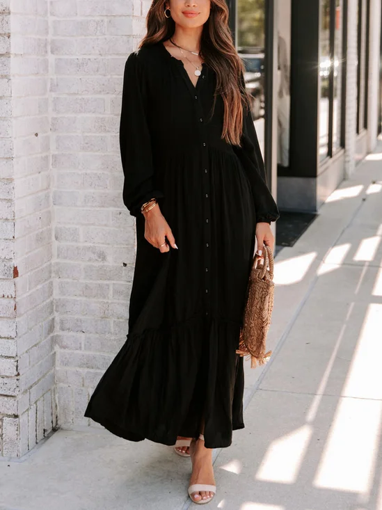 Loose Plain Casual Maxi
