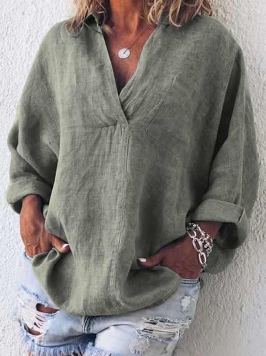 Cotton Blends Casual Blouses
