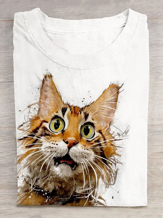 Funny Cat Cotton Casual T-Shirt