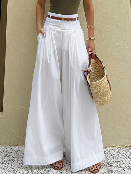 Loose Casual Cotton Plain Pants