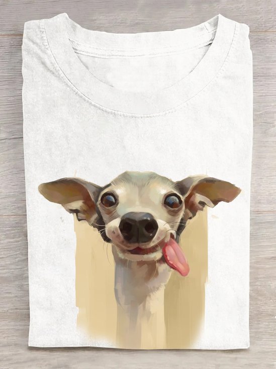 Casual Dog Loose Cotton T-Shirt