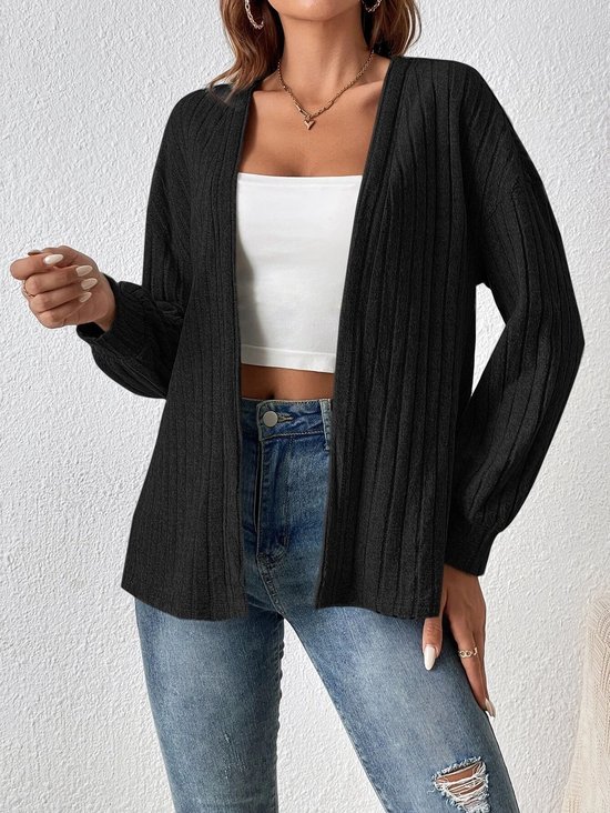 Loose Plain Casual Zipper Jacket