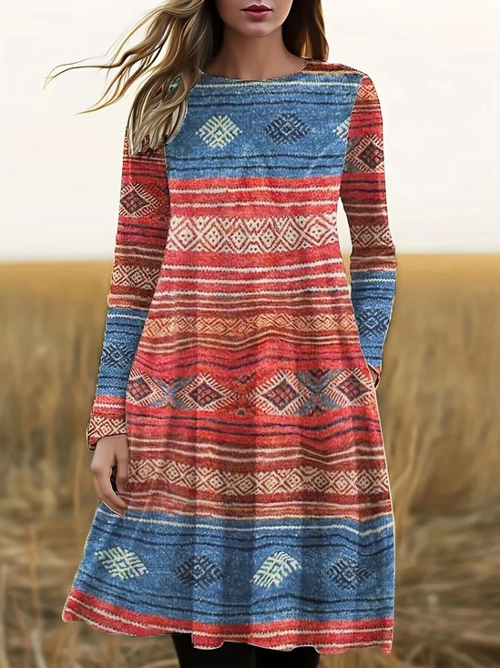 Regular Fit Casual V Neck Dress With No