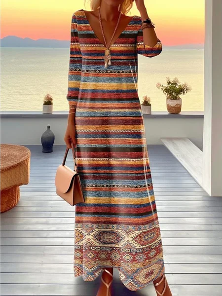 Regular Fit Casual Abstract Dress With No